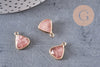 Pendentif triangle quartz fraise, pendentif pierre, support doré, création bijoux pierre naturelle, pierre naturelle, 19mm, x1, G5628
