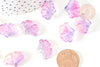 Pendentif verre feuille gingko Rose violet 15x20mm,pendentif verre pour création bijoux, x10 (G8348)