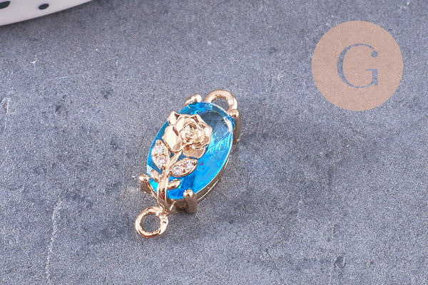 Pendentif verre pierre résine druzy zamac doré 10.5-26mm, x1 (G6415)