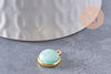 Pendentif visage de lune amazonite naturelle argent 925 doré 18K 19mm,pendentif amulette pierre naturelle x1 (G9872)