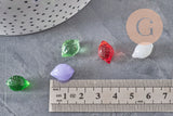 Pendentifs citrons fruits en verre 14mm, x5 (G11320)