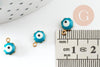 Pendentifs doré Fleur émail bleu, mauvais oeil, laitondoré, pendentif chance, 9mm, x10 G1574