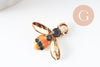 Pendentifs doré abeille émaillé pendentif insecte métal doré 15mm, x5 (G3182)