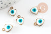 Pendentifs doré coeur émail blanc, mauvais oeil, laiton doré, pendentif chance,création bijoux,11mm, x10 G4302