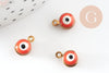 Pendentifs doré émail orange, mauvais oeil, laiton doré, pendentif chance,10mm, x10 G4613