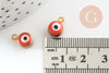 Pendentifs doré émail orange, mauvais oeil, laiton doré, pendentif chance,10mm, x10 G4613