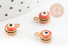 Pendentifs doré émail orange, mauvais oeil, laiton doré, pendentif chance,10mm, x10 G4613
