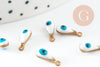 Pendentifs doré goutte émail blanc, mauvais oeil, laiton doré, pendentif chance,création bijoux,9mm, x10 G3330