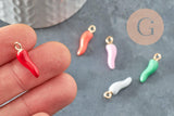 Pendentifs doré piment émail multicolore 15mm, x5 (G9530)