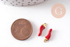 Pendentifs doré piment émail rouge 15mm,breloque laiton doré, pendentif coloré,création bijoux, x10 G2962