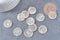 Pendentifs dorés ronds coquillages en nacre naturelle blanche 25mm x2 (G2434)