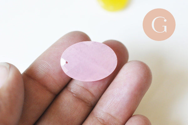 Pendentifs en jade blanc naturel teinte 24mm,un bijou en pierre naturelle, x1 G5750