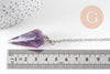 Pendule radiesthésie améthyste naturel chaine argentée, pendule magnétisme, litotherapie,création bijoux,23cm, x1 (G6737)