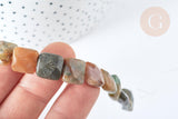Perle Carrée agate indienne facettes 12mm, bijoux pierre naturelle, le fil de 20cm (G5883)