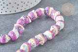 Perle Chat chanceux porcelaine violet 14mm, x5 (G7997)