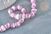 Perle Chat chanceux porcelaine violet 14mm, x5 (G7997)