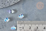 Perle Coeur verre bleu blanc transparent 6mm, des perles en verre, x10 (G8040)