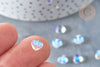 Perle Coeur verre bleu blanc transparent 6mm, des perles en verre, x10 (G8040)