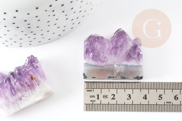 Perle Grosse améthyste brute violette,pendentif pierre, pierre naturelle, 28-35mm, x1 (G8973)