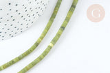 Perle Heishi jade vert 4mm, bijou en pierre naturelle,jade vert naturel, perle en pierre, fil de 44cm, x1 (G7225)