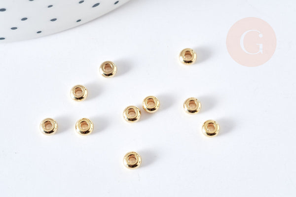 Perle Intercalaire donut acier 304 doré lisse 4x2mm, x10 (G8480)