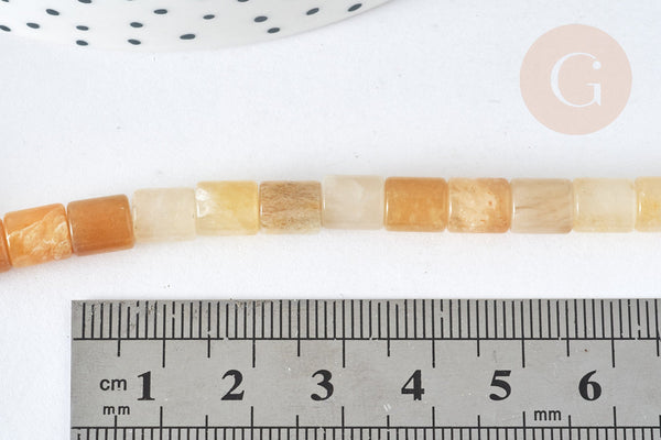 Perle Jade topaze naturelle, pierre naturelle, 6x6mm, le fil de 41cm, x1 (G7540)