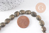 Perle Pyrite ovale facettée naturelle grise 10mm, perle bijoux pierre naturelle, x1 le fil de 38 cm (G7875)