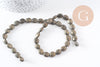 Perle Pyrite ovale facettée naturelle grise 10mm, perle bijoux pierre naturelle, x1 le fil de 38 cm (G7875)
