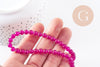 Perle Ronde Jade naturel teinté rose fuchsia 6mm, fil de 37.5cm x1 (G10196)