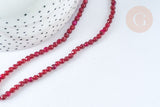 Perle Ronde facettée agate naturelle rouge magenta 4mm, pierre naturelle, le fil de 35cm, x1, G7344)