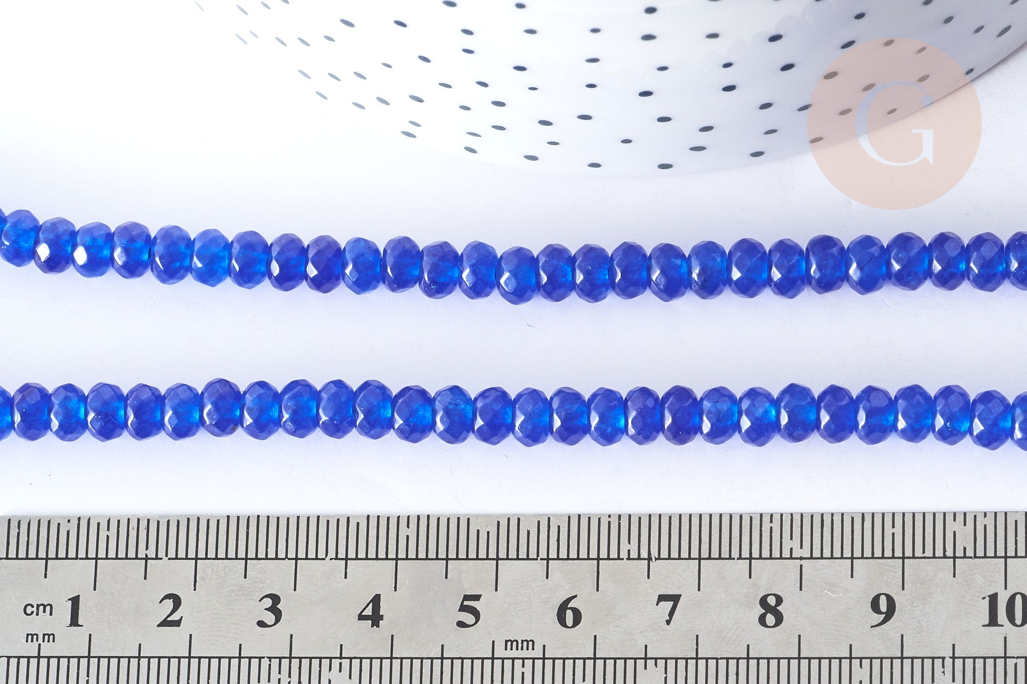 Perle Rondelle Jade de Malaisie teinté facettée bleu roi 6x4mm, création bijoux pierre, le fil de 37.5cm (G7872)
