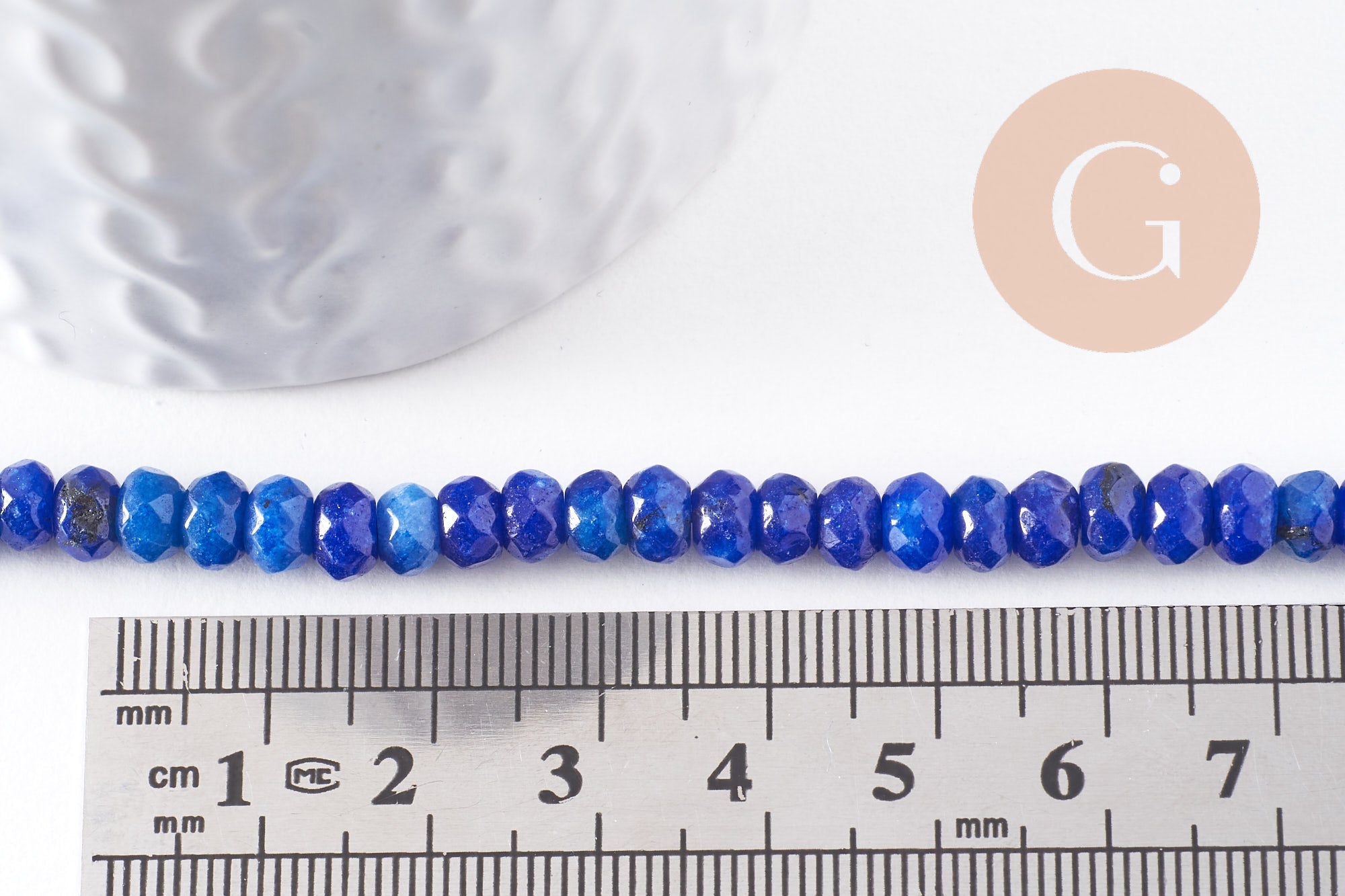 Perle Rondelle Jaspe de sésame bleu foncé facettée 6x4mm, x1 fil de 37.5cm (G7871)