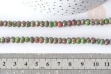 Perle Rondelle Jaspe de sésame teintée facettée vert rouge 6x4mm, le fil de 37.5cm (G7869)
