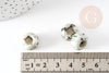 Perle Rondelle donut Jaspe sésame blanc naturelle 14mm, rondelle pierre pour création bijoux x2 (G9213)