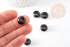 Perle Rondelle donut agate naturelle noire 14mm,rondelle pierre pour création bijoux x2 (G9209)
