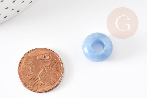 Perle Rondelle donut aventurine naturelle bleu 14mm, rondelle pierre pour création bijoux x2 (G9210)