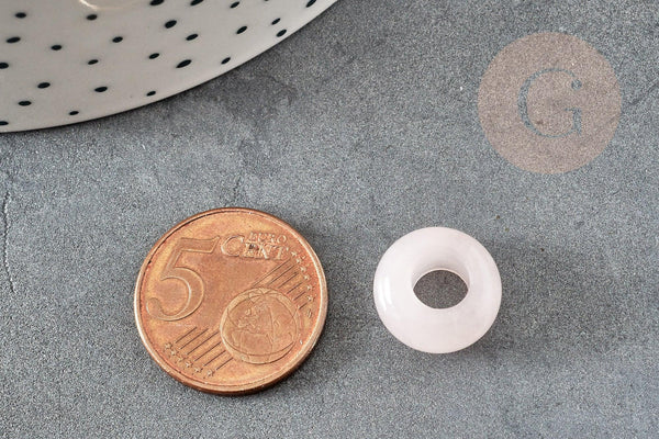 Perle Rondelle donut quartz rose naturel 14mm, rondelle pierre pour création bijoux x2 (G9214)