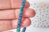 Perle Rondelle jaspe sésame teintée facettée bleu foncé 6x4mm, pierre naturelle, le fil de 38cm (G7874)