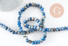 Perle Rondelle jaspe sésame teintée facettée bleu gris 6x4mm, création bijoux pierre, fil de 37.5cm x1 (G7867)