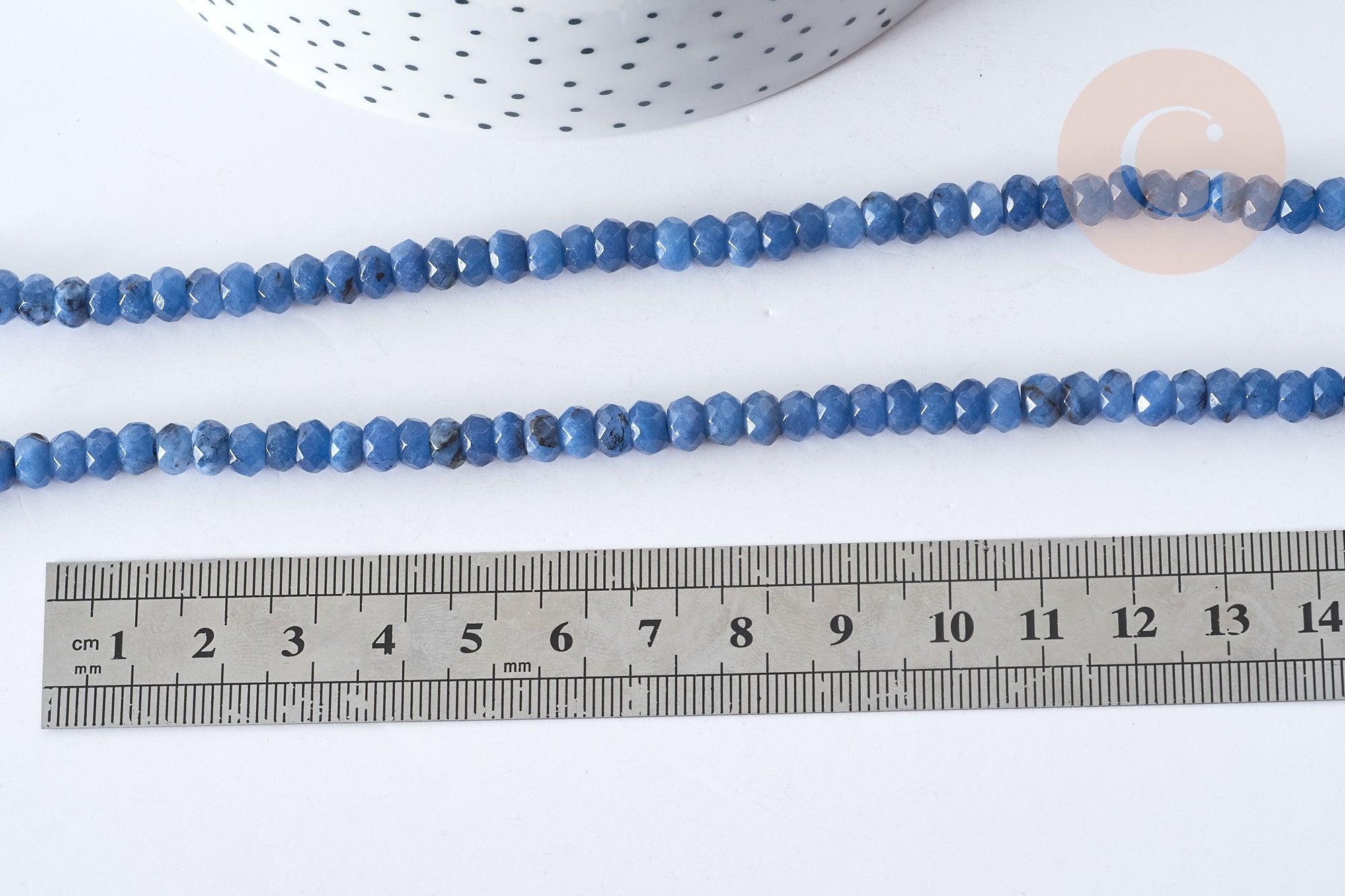 Perle Rondelle jaspe sésame teintée facettée bleu moyen 6x4mm, pierre naturelle, le fil de 37.5cm (G7879)