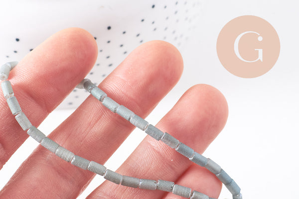 Perle Tube verre mat métallisé, des perles originales pour créer des bijoux fantaisie DIY, 5x3mm, x1 fil 49.9cm, (G5035)