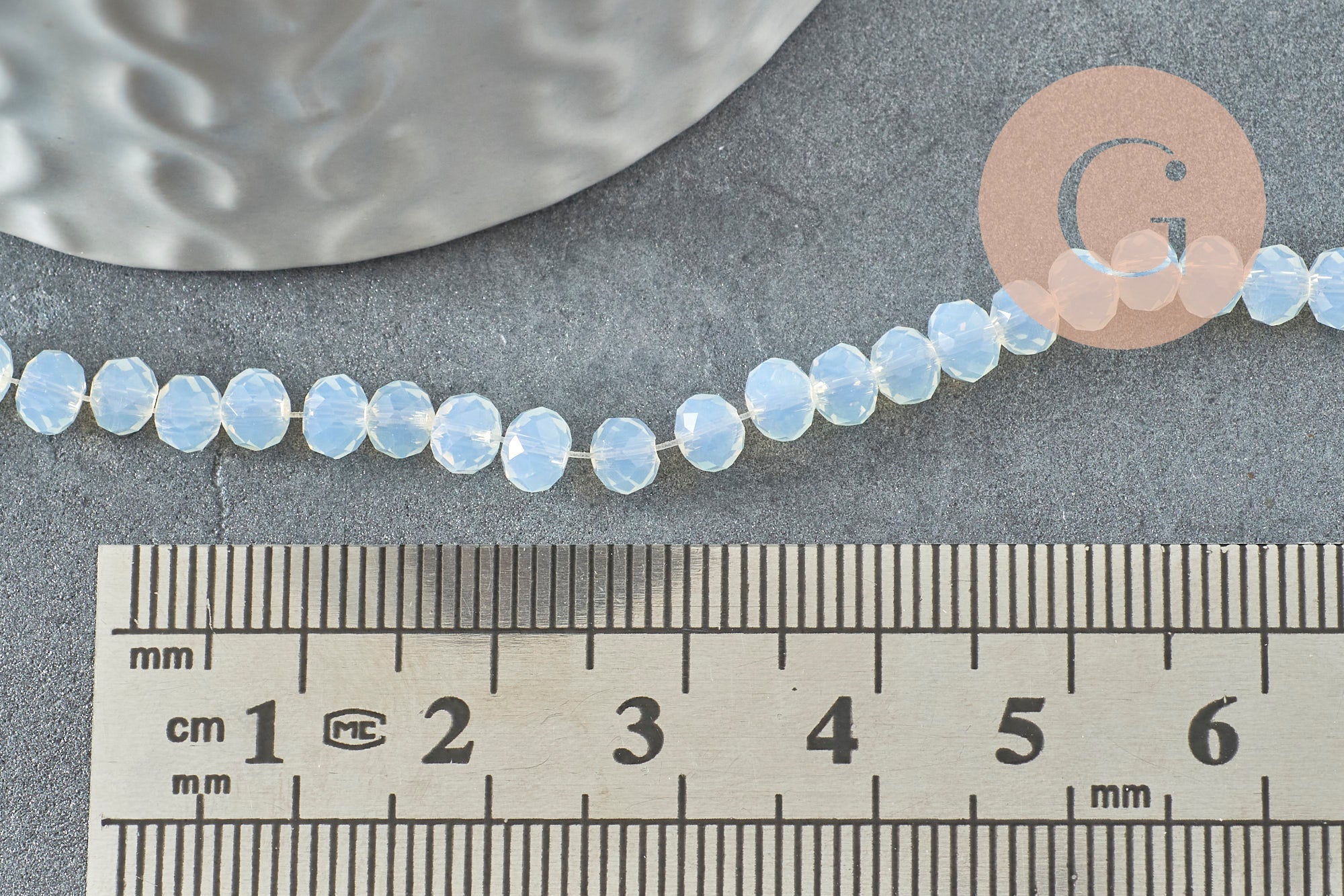 Perle abacus cristal facetté blanc opalescent 4mm, perles en verre création bijoux DIY, le fil de 41cm, x1 (G8179)
