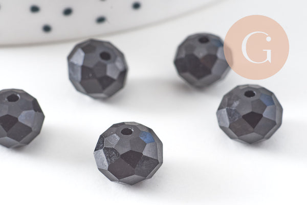 Perle abacus cristal facetté noir 10mm, x 10 perles (G8265)