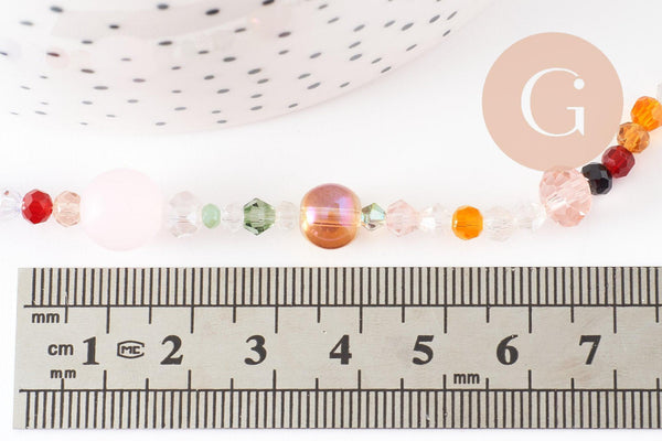 Perle abacus cristal multicolore, perle abacus, perle cristal,Perles verre,2.5-13mm, fil de 40cm , x1 (G2497)
