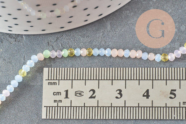 Perle abacus cristal pastel multicolore opaque, perles bijoux, perle abacus, perle cristal,Perles verre ,3x2.5mm,fil de 190 perles, x1 (G7217)