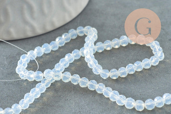 Perle abacus jade blanc, perle jade,pierre, pierre, jade facette,4x2mm,fil 35cm, x1 (G3630)