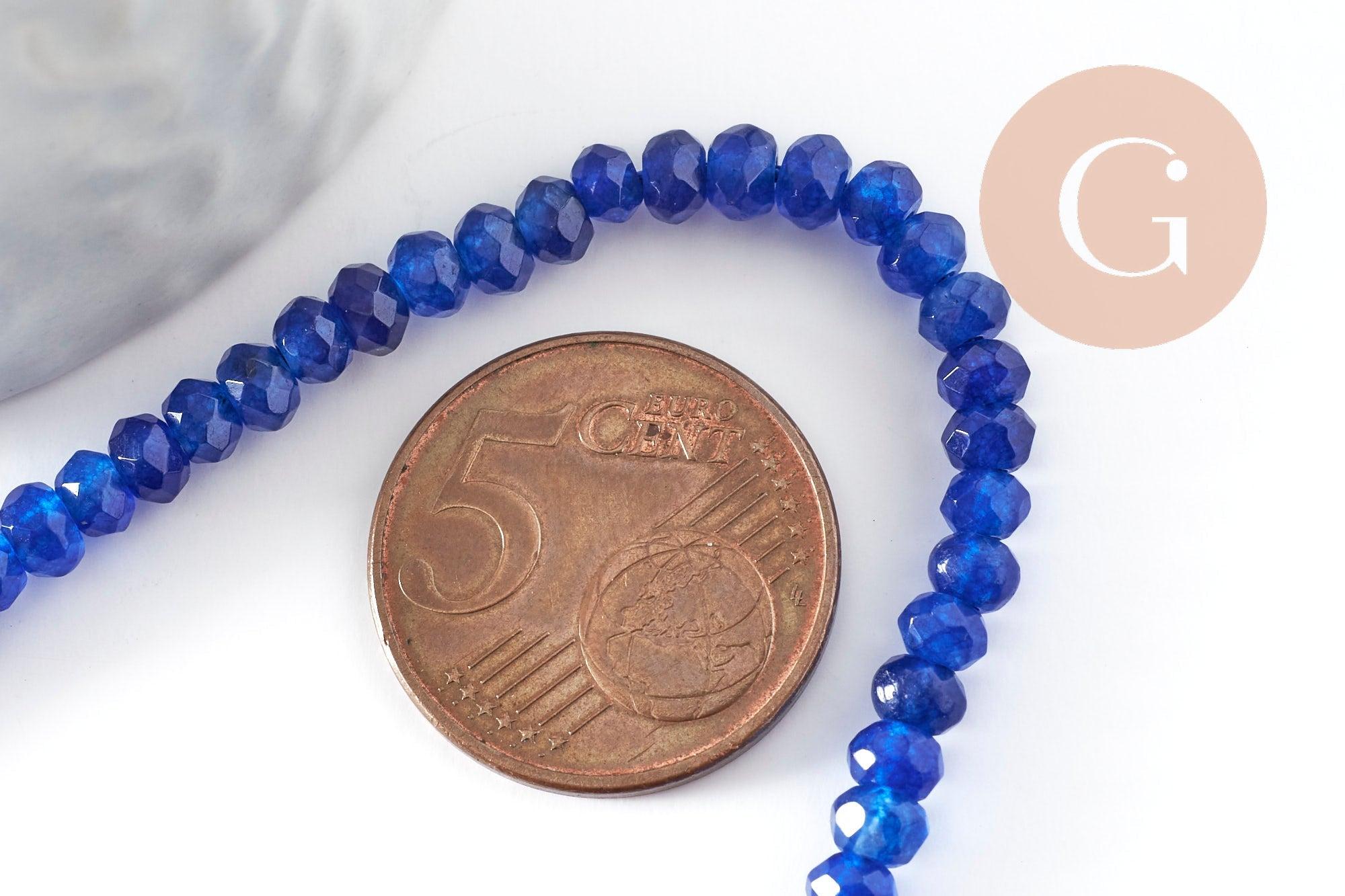 Perle abacus jade bleu nuit,perle jade,pierre naturelle,jade naturel, 4x2mm, fil 36 mm, x1 (G1186)