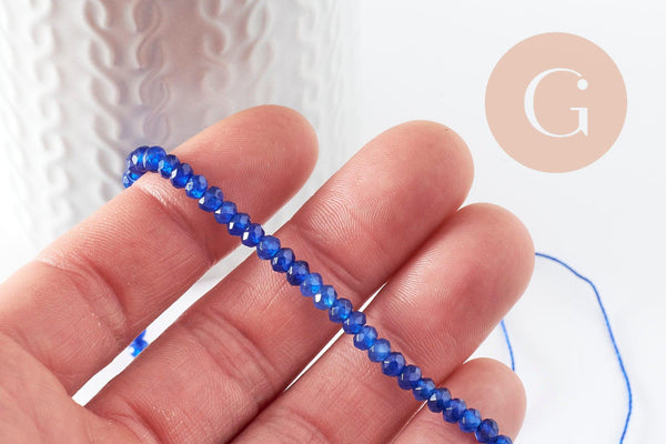 Perle abacus jade bleu nuit,perle jade,pierre naturelle,jade naturel, 4x2mm, fil 36 mm, x1 (G1186)