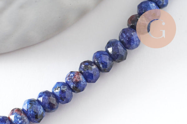 Perle abacus jade naturel bleu marbré 4x2mm,fil de 35 cm, x1 (G3227)