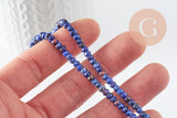 Perle abacus jade naturel bleu marbré 4x2mm,fil de 35 cm, x1 (G3227)
